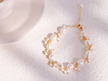 Baroque Pearl Cluster Vine Bracelet