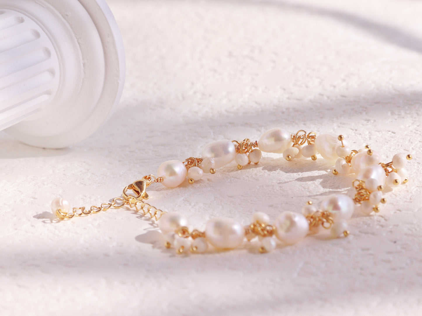 Baroque Pearl Cluster Vine Bracelet