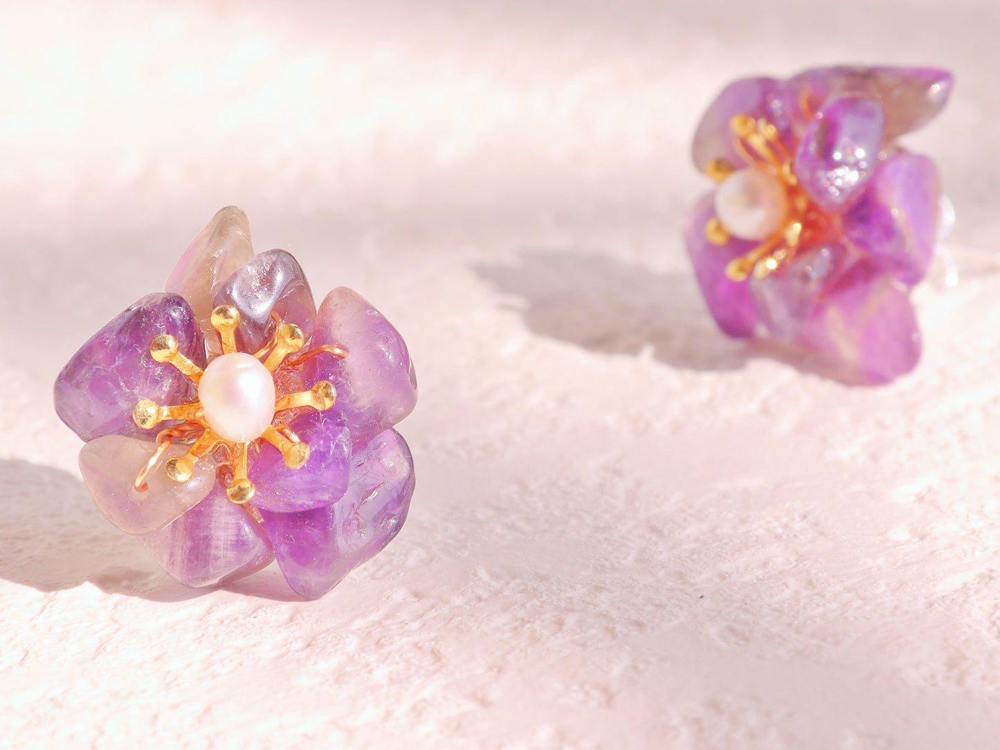 Natural Gemstone Flower Studs