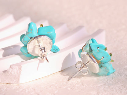Natural Gemstone Flower Studs