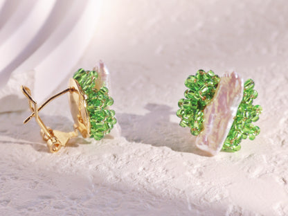 Mini Baroque Pearl Beaded Cluster Studs