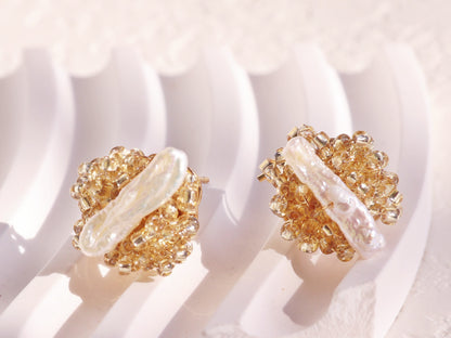 Mini Baroque Pearl Beaded Cluster Studs