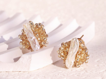 Mini Baroque Pearl Beaded Cluster Studs