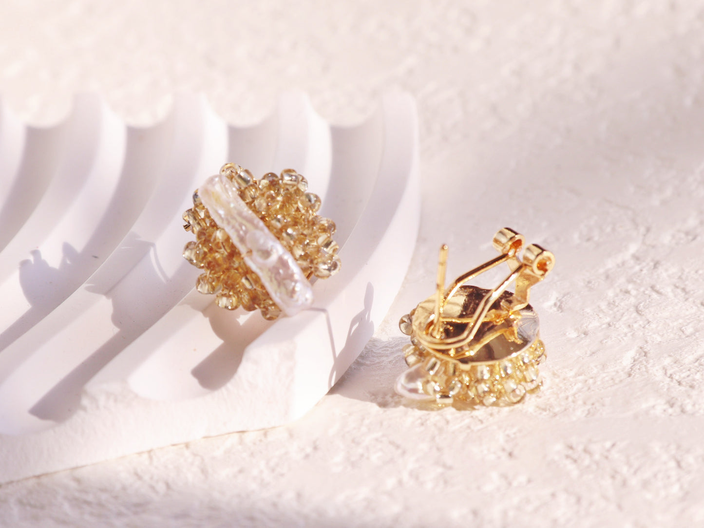 Mini Baroque Pearl Beaded Cluster Studs