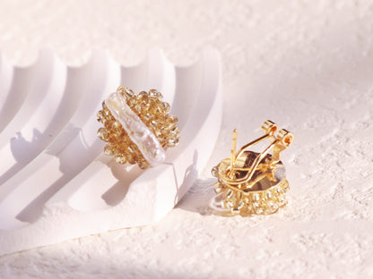 Mini Baroque Pearl Beaded Cluster Studs