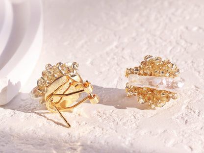 Mini Baroque Pearl Beaded Cluster Studs