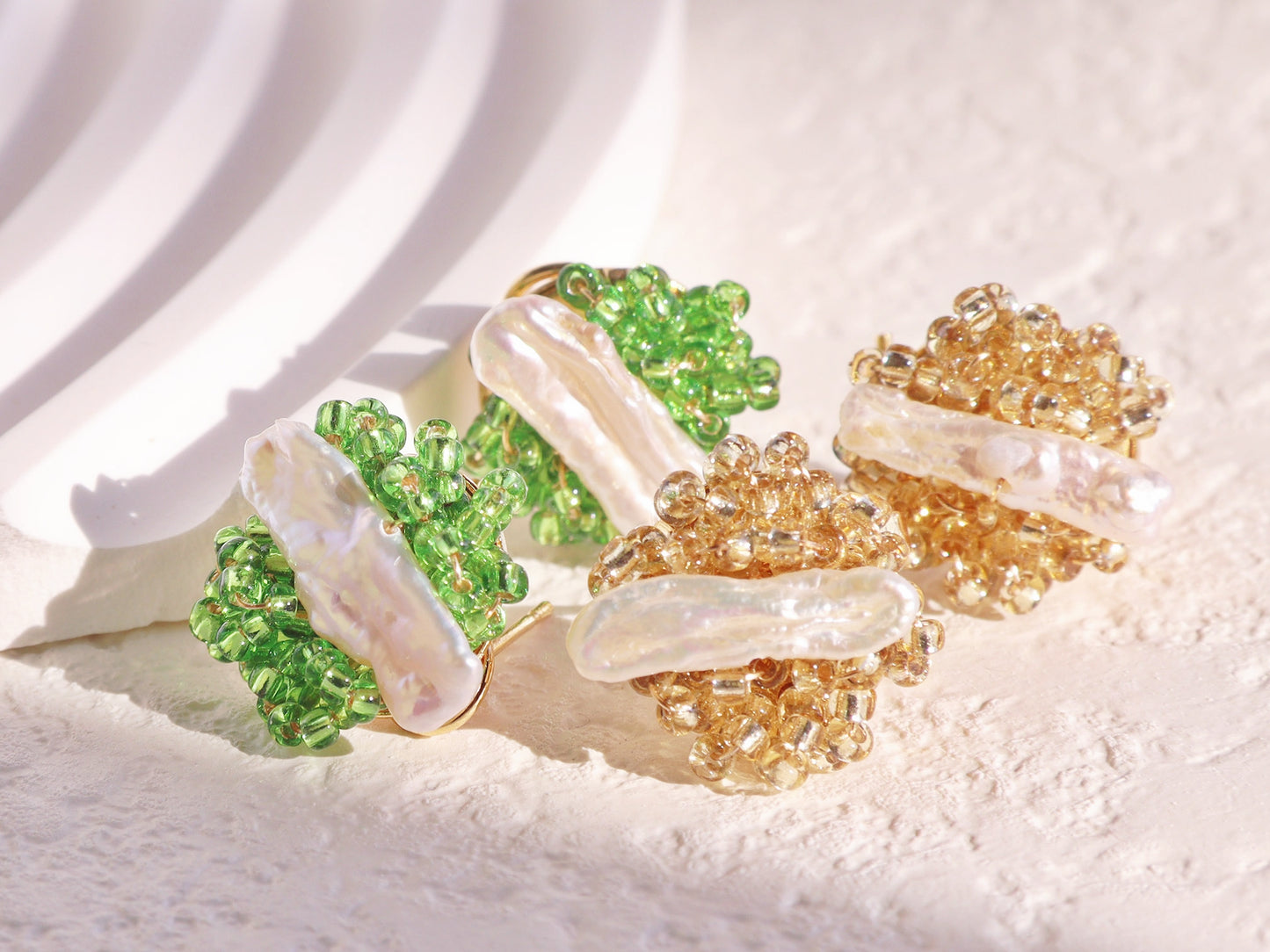 Mini Baroque Pearl Beaded Cluster Studs