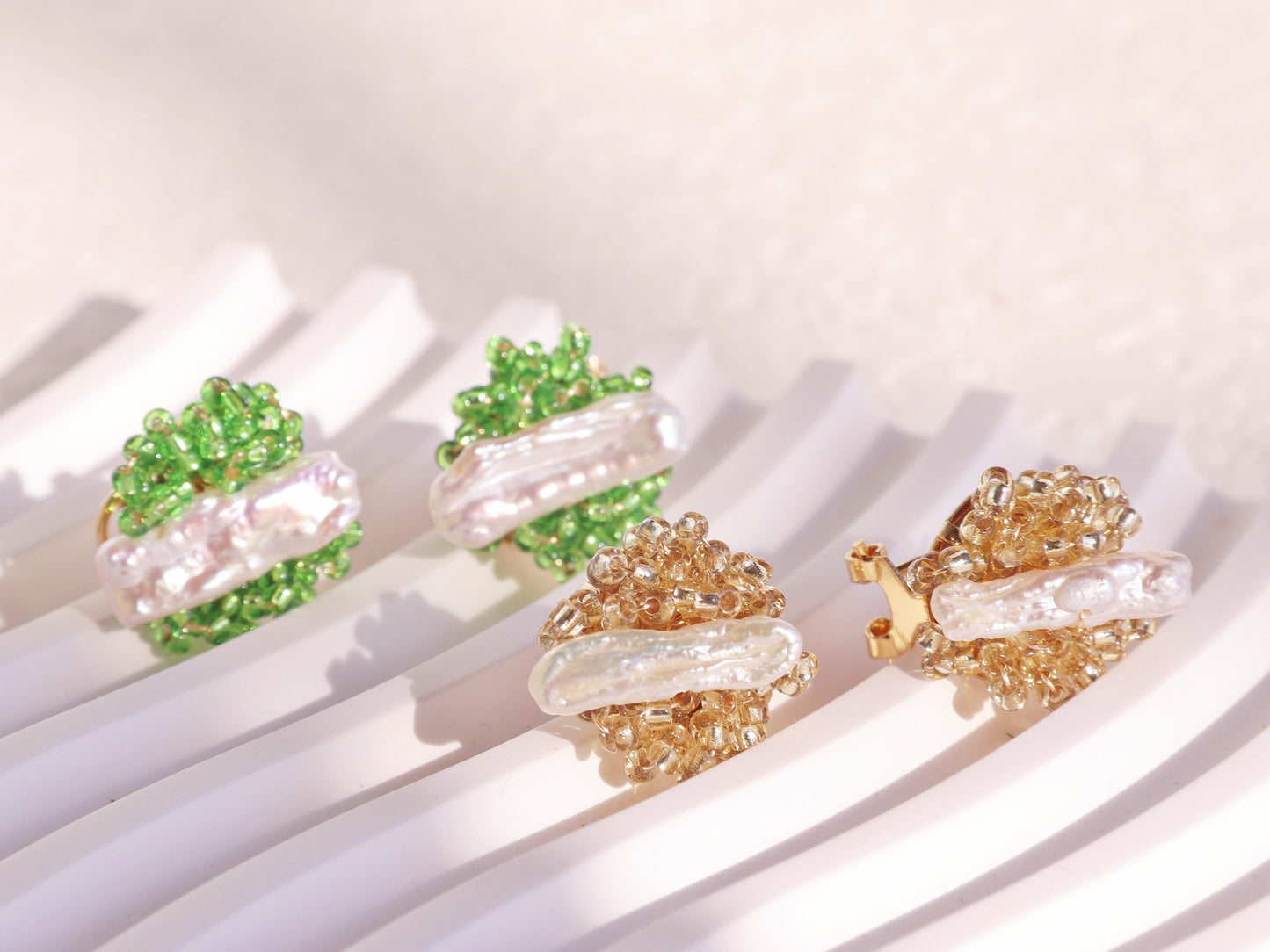 Mini Baroque Pearl Beaded Cluster Studs