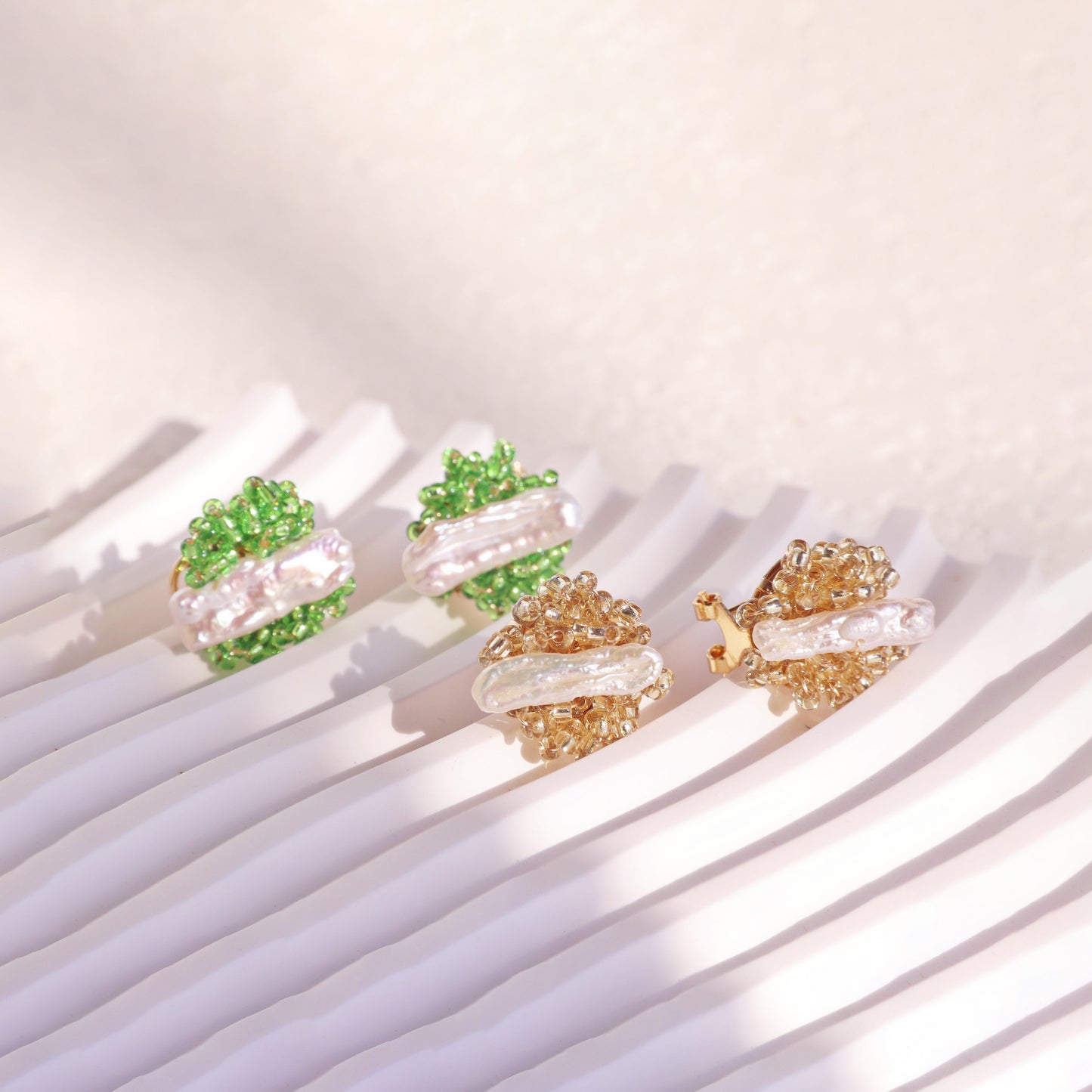 Mini Baroque Pearl Beaded Cluster Studs