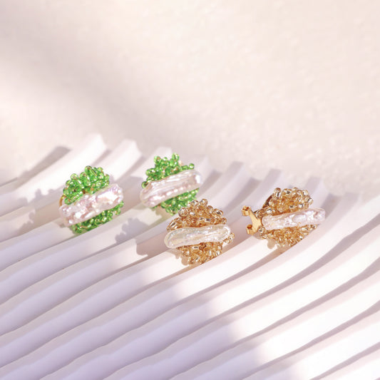 Mini Baroque Pearl Beaded Cluster Studs