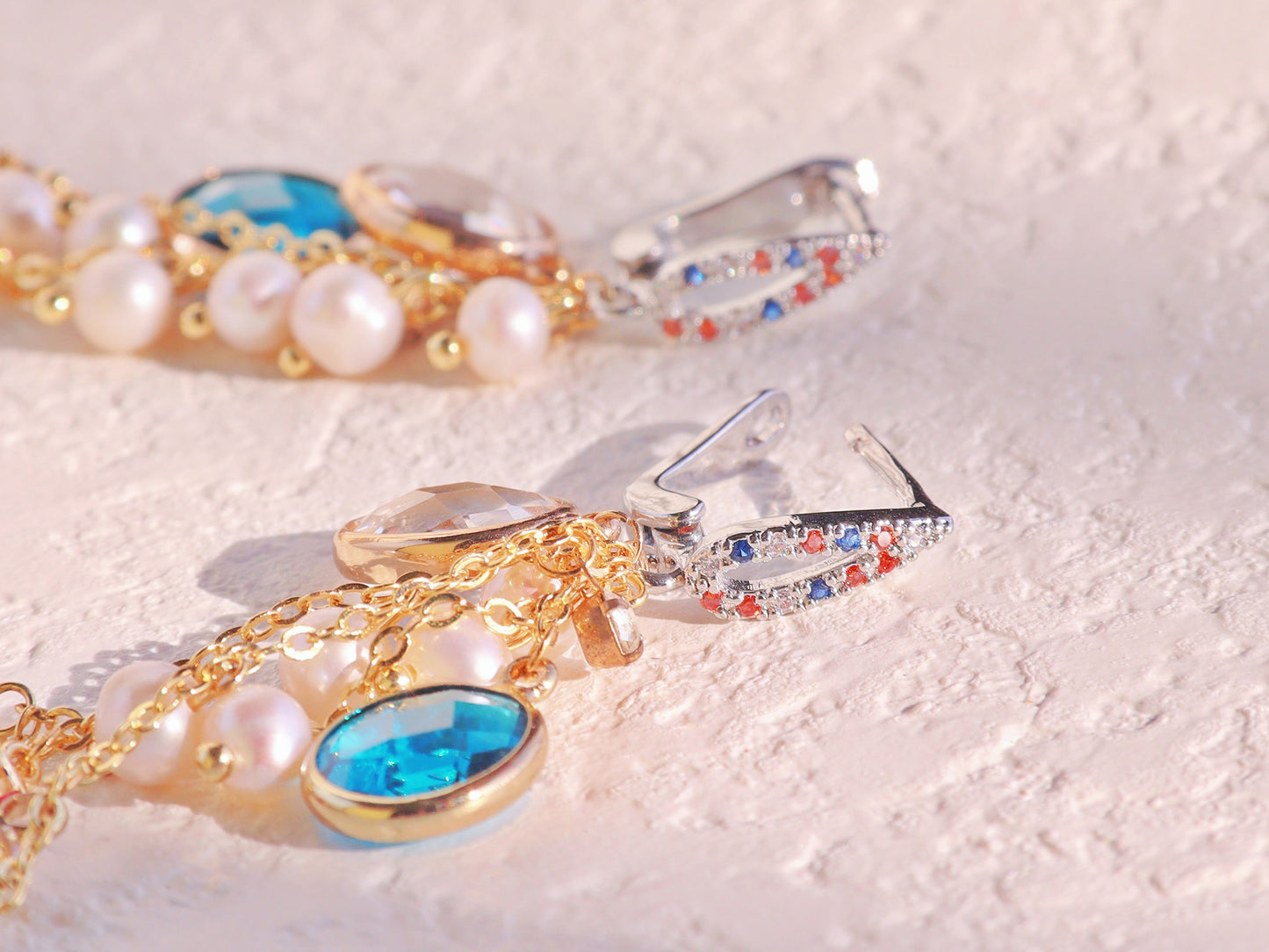 Multi-Color Resin & Pearl Tassel Earrings