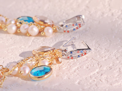 Multi-Color Resin & Pearl Tassel Earrings
