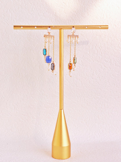 Geometric Art Deco Resin & Pearl Dangles