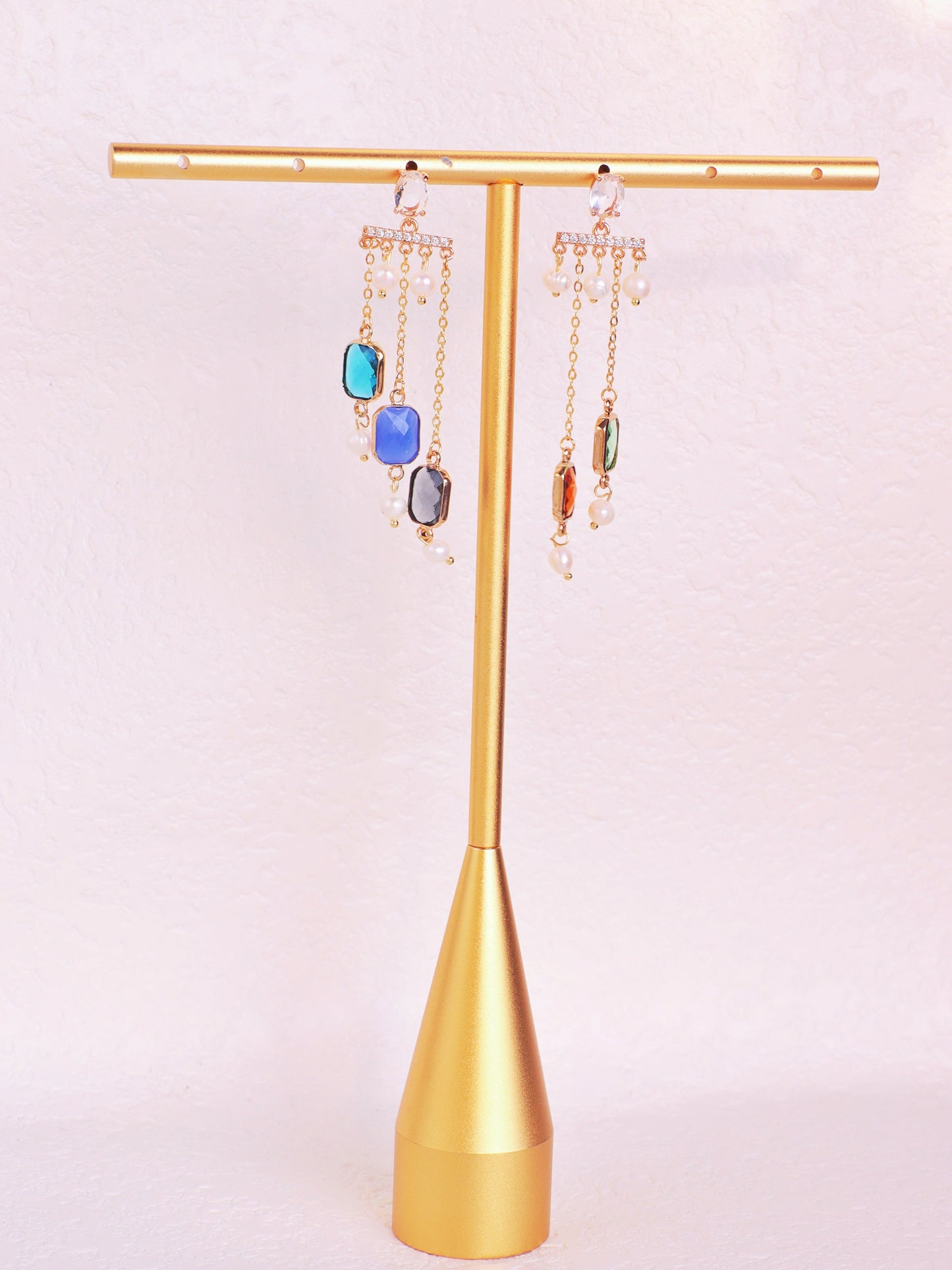 Geometric Art Deco Resin & Pearl Dangles