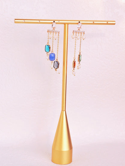 Geometric Art Deco Resin & Pearl Dangles