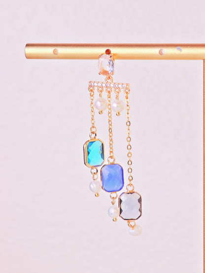 Geometric Art Deco Resin & Pearl Dangles