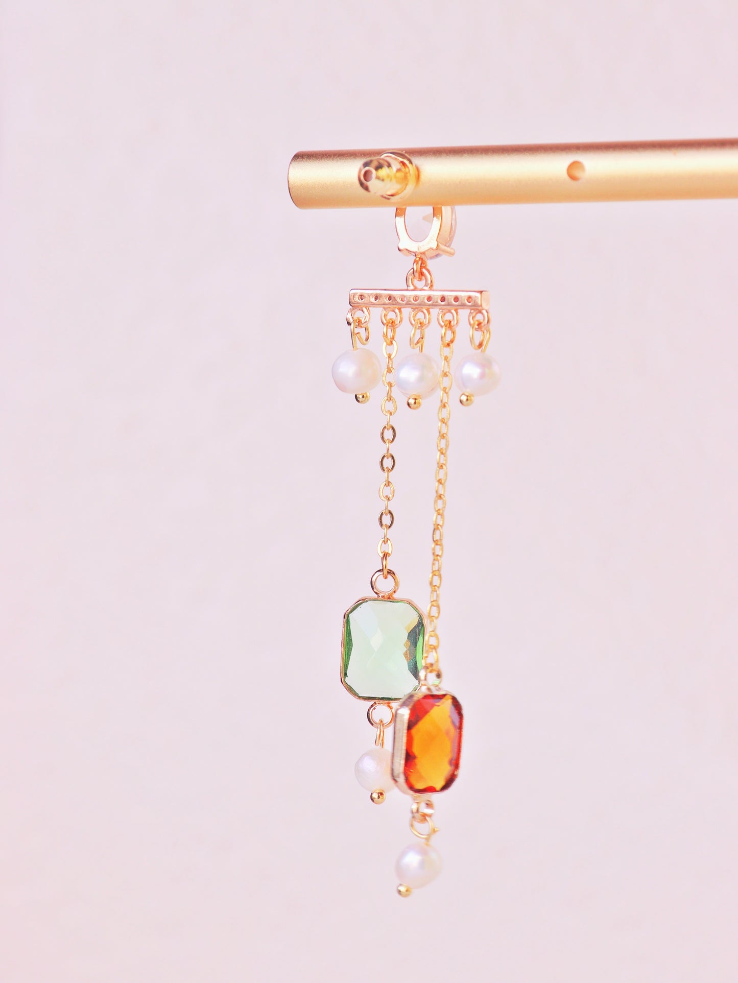 Geometric Art Deco Resin & Pearl Dangles