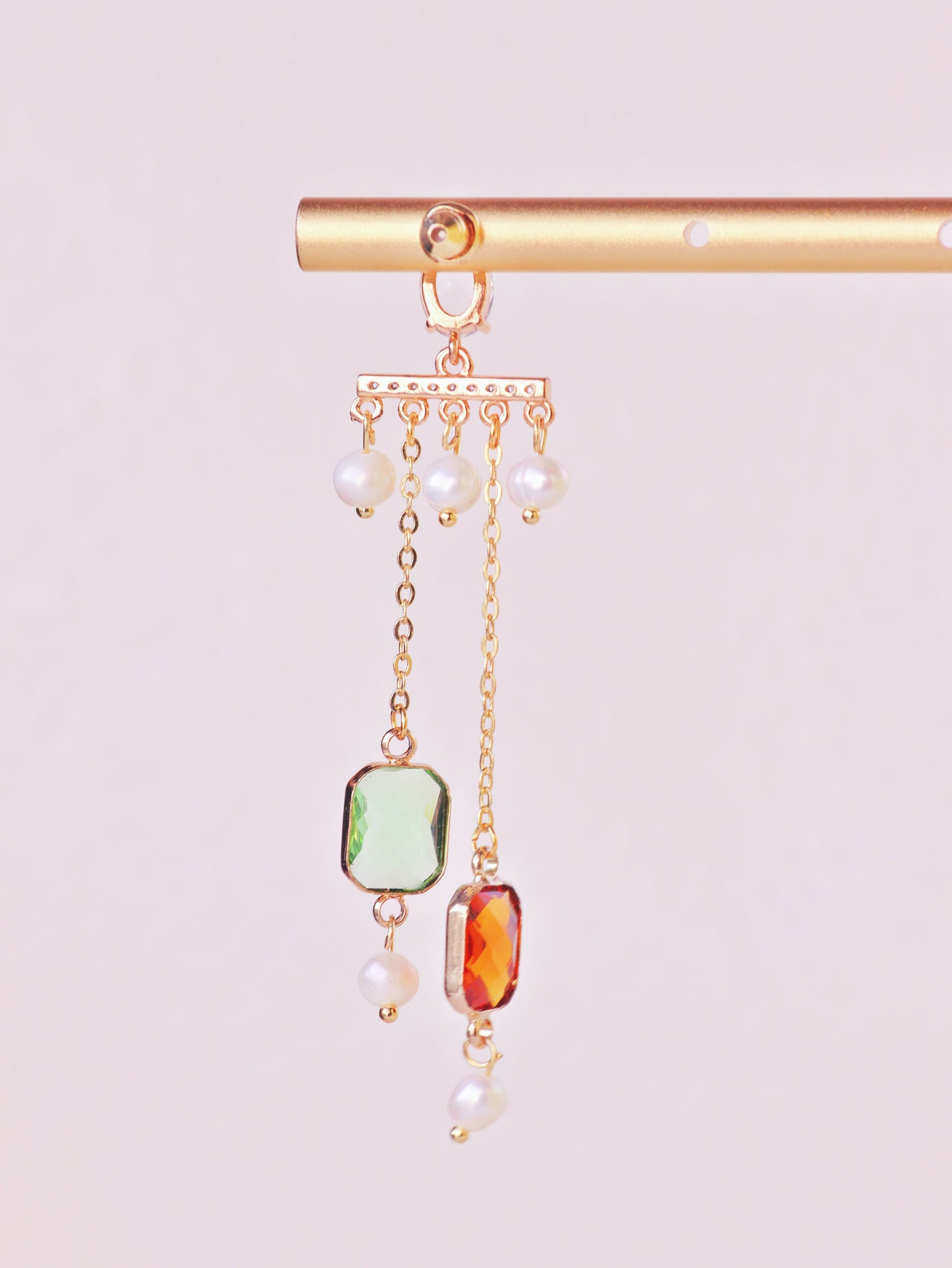 Geometric Art Deco Resin & Pearl Dangles