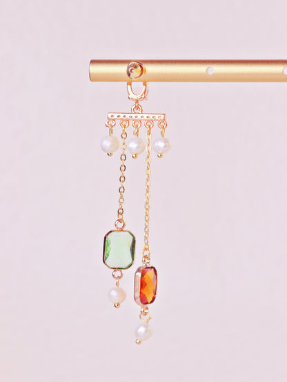 Geometric Art Deco Resin & Pearl Dangles
