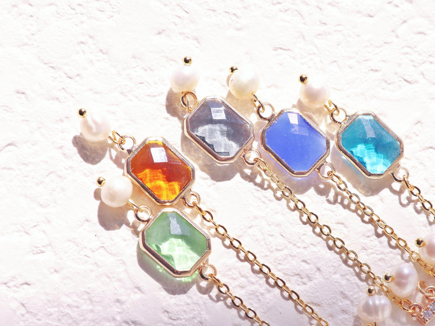 Geometric Art Deco Resin & Pearl Dangles