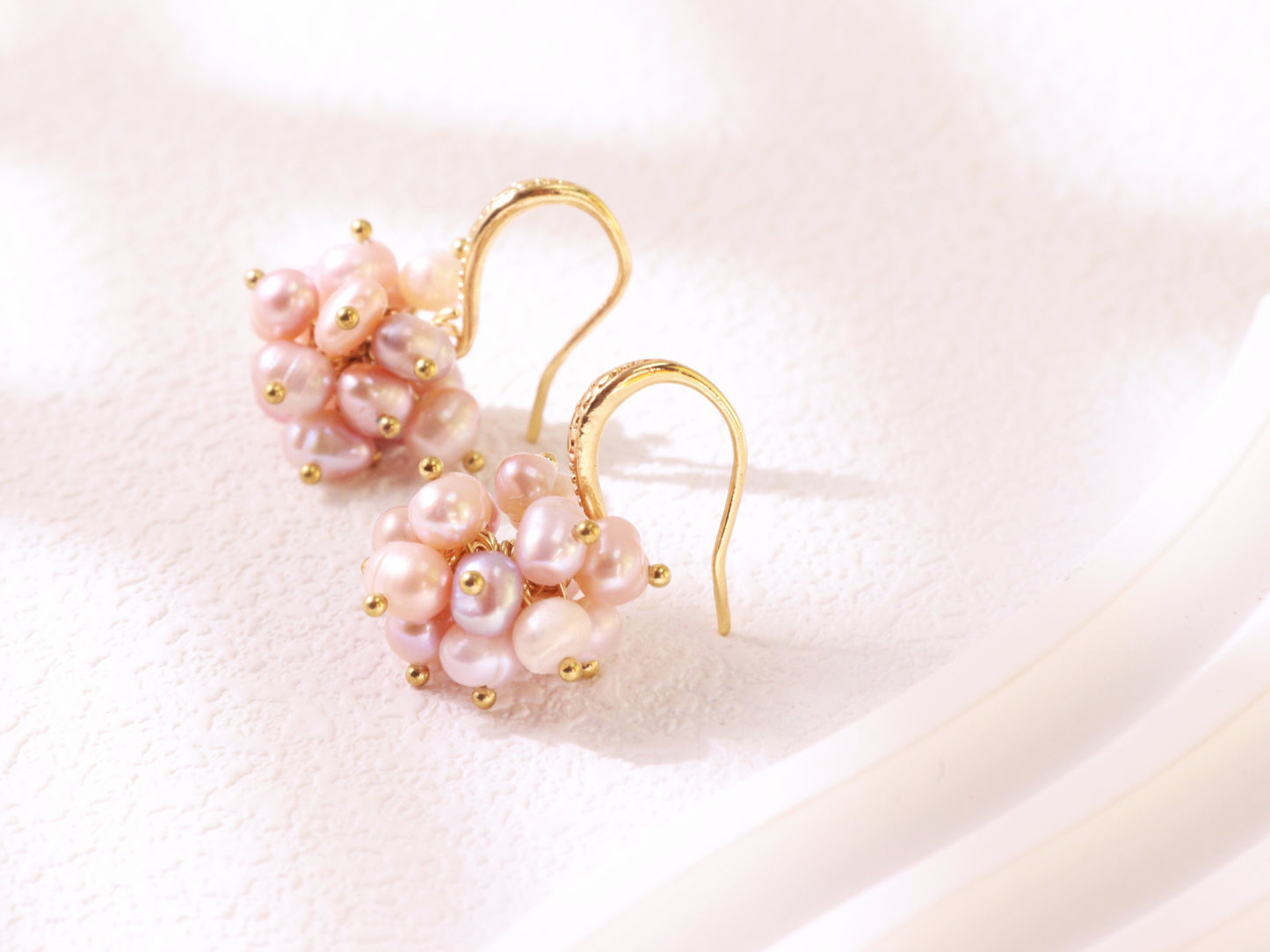 Hand-clustered Freshwater Pearl Dangle Earrings – Elegant Wedding Gift (3cm)