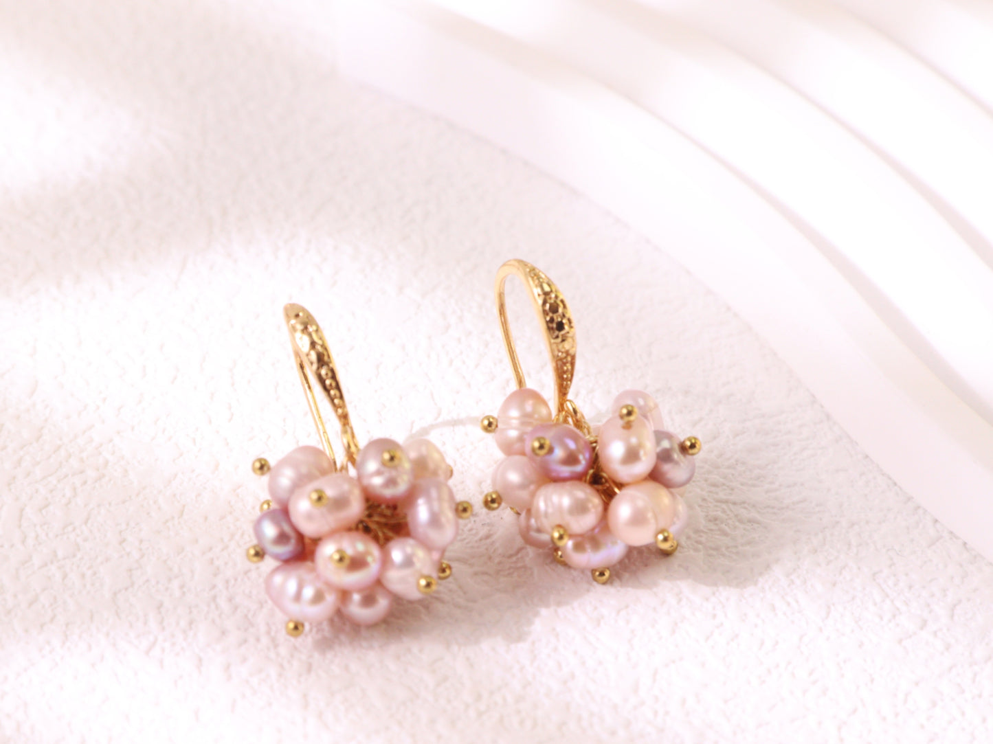 Hand-clustered Freshwater Pearl Dangle Earrings – Elegant Wedding Gift (3cm)