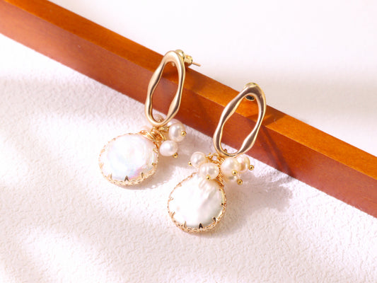 Vintage Pearl Statement Drop Earrings – Gold Plated Wedding Party Jewelry