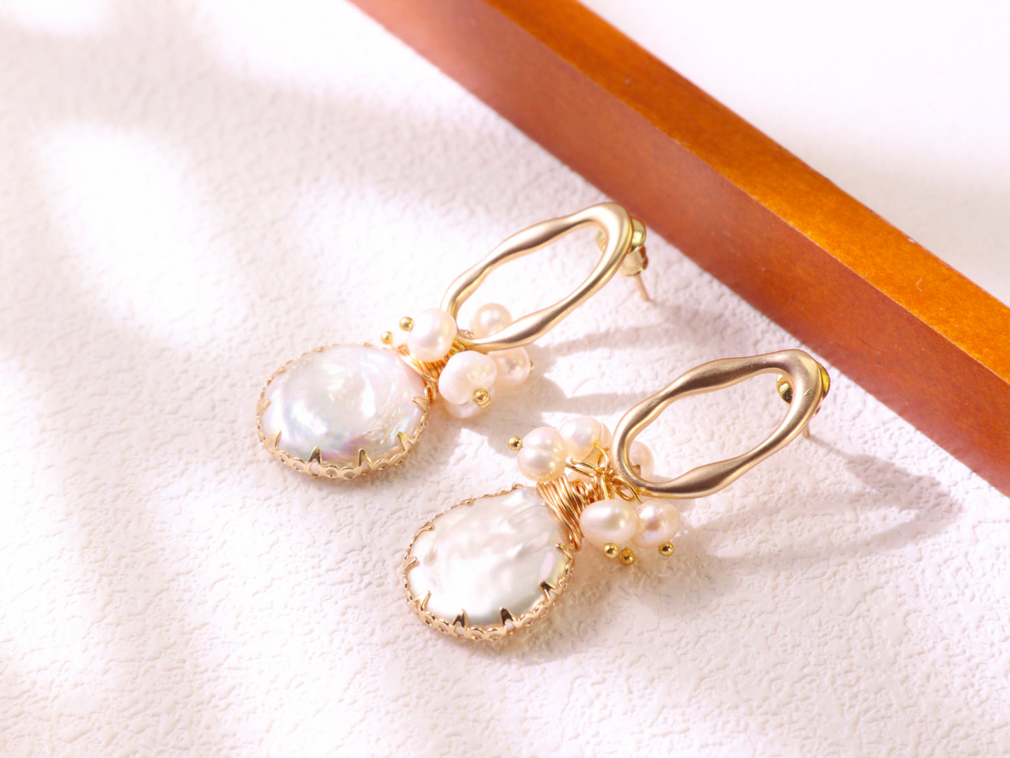 Vintage Pearl Statement Drop Earrings – Gold Plated Wedding Party Jewelry