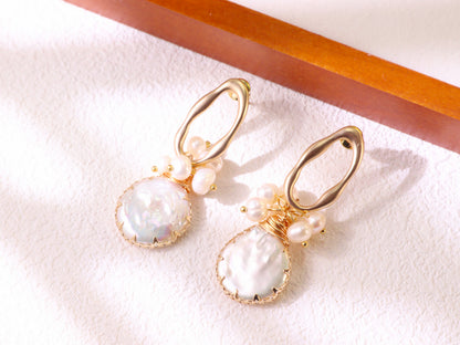 Vintage Pearl Statement Drop Earrings – Gold Plated Wedding Party Jewelry