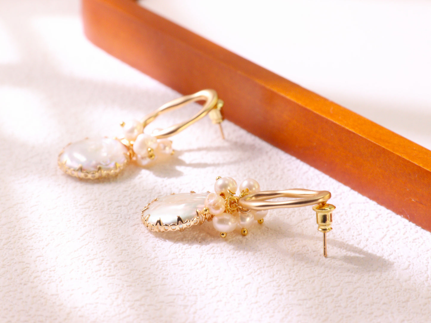 Vintage Pearl Statement Drop Earrings – Gold Plated Wedding Party Jewelry