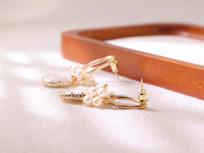 Vintage Pearl Statement Drop Earrings – Gold Plated Wedding Party Jewelry