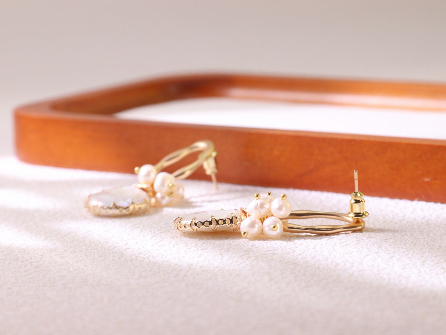 Vintage Pearl Statement Drop Earrings – Gold Plated Wedding Party Jewelry