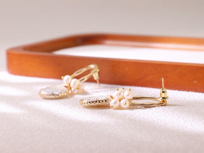 Vintage Pearl Statement Drop Earrings – Gold Plated Wedding Party Jewelry