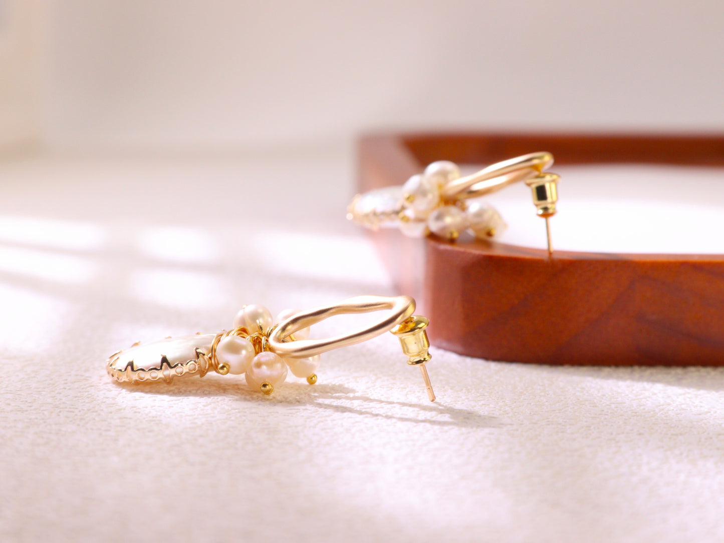 Vintage Pearl Statement Drop Earrings – Gold Plated Wedding Party Jewelry