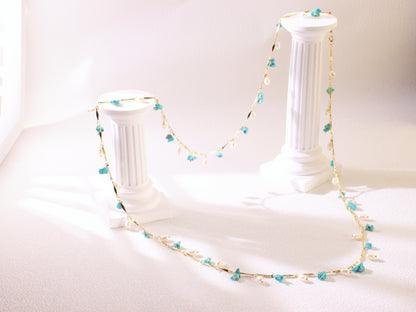 "Thorn Inspired" Amethyst Pearl Necklace – Artistic Nature Layering Jewelry (104cm)
