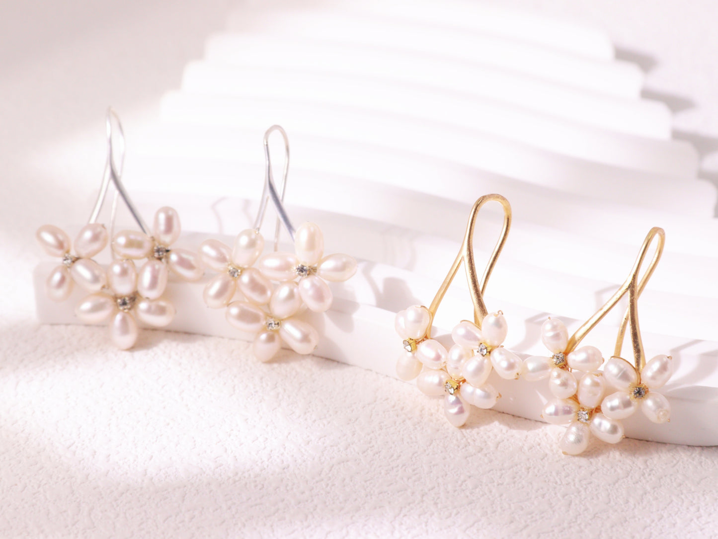 Freshwater Pearl Floral Cluster Earrings
