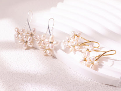 Freshwater Pearl Floral Cluster Earrings