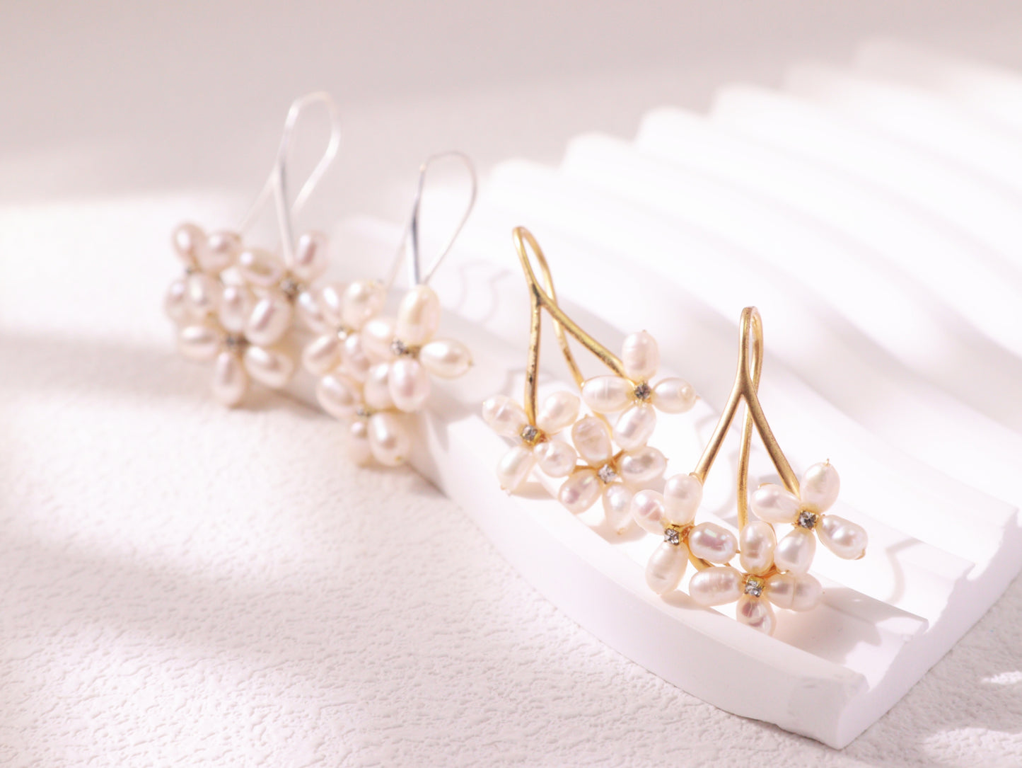 Freshwater Pearl Floral Cluster Earrings
