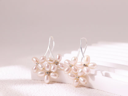 Freshwater Pearl Floral Cluster Earrings