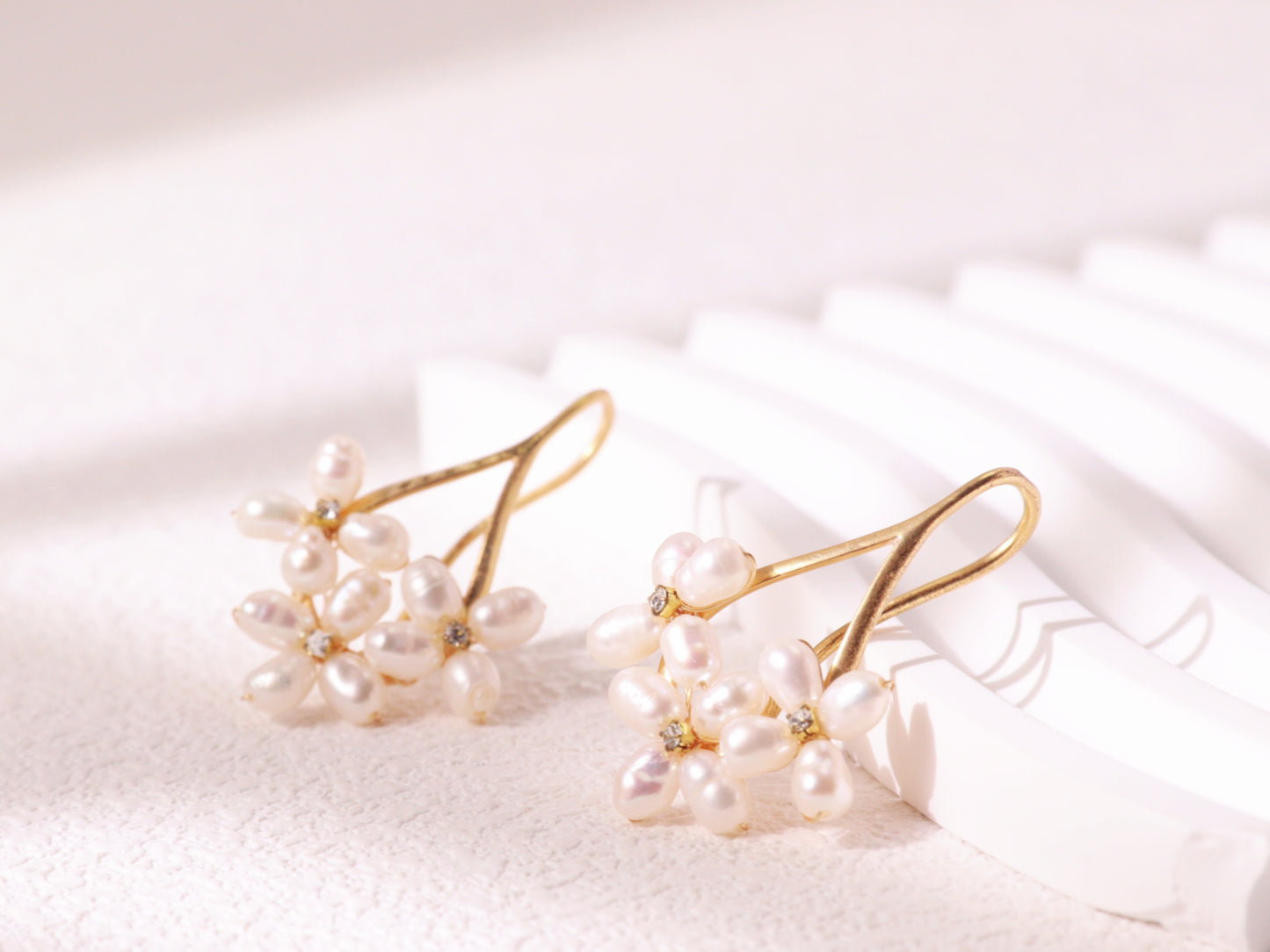 Freshwater Pearl Floral Cluster Earrings