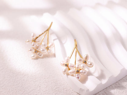 Freshwater Pearl Floral Cluster Earrings