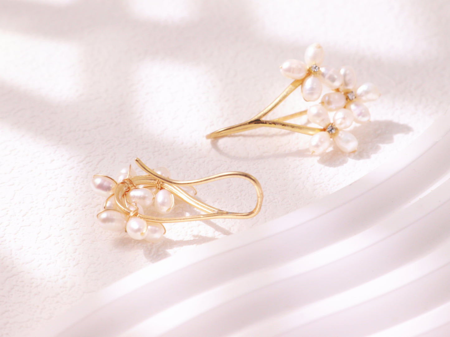Freshwater Pearl Floral Cluster Earrings