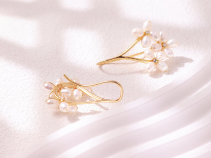 Freshwater Pearl Floral Cluster Earrings