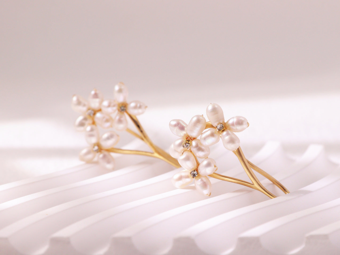Freshwater Pearl Floral Cluster Earrings
