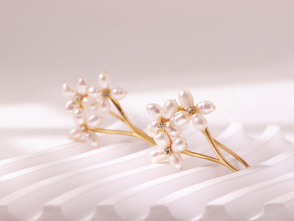 Freshwater Pearl Floral Cluster Earrings