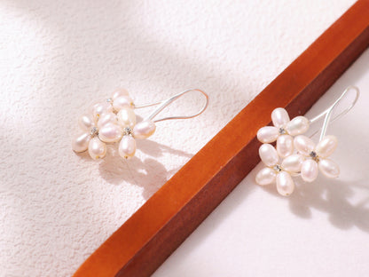 Freshwater Pearl Floral Cluster Earrings