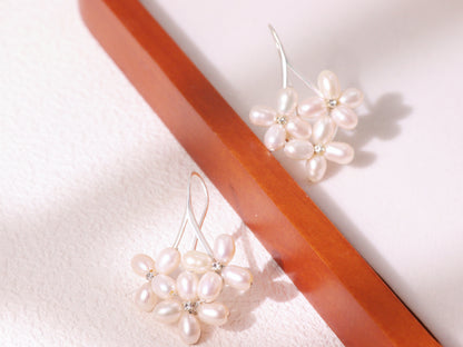 Freshwater Pearl Floral Cluster Earrings