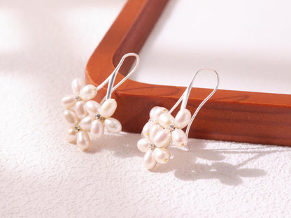 Freshwater Pearl Floral Cluster Earrings