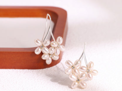 Freshwater Pearl Floral Cluster Earrings