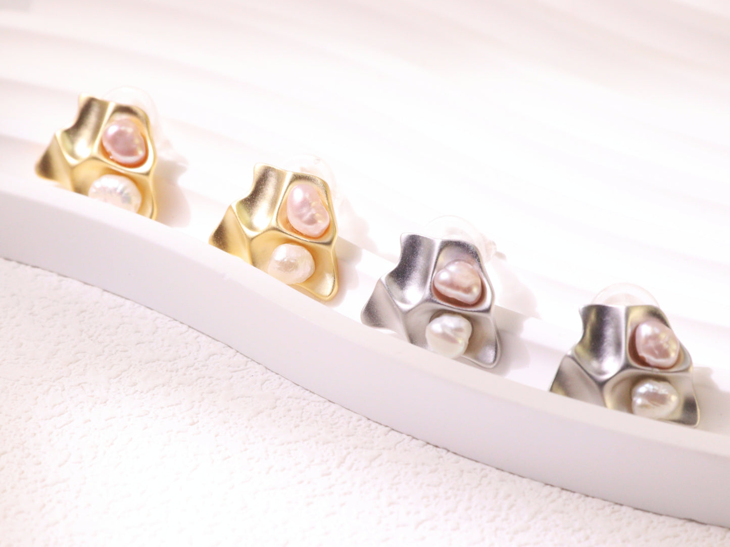 Organic Pearl Sculptural Stud Earrings